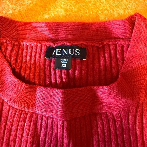 Venus red ribbed rayon blend long sleeve knit sweater dress NWOT - Picture 10 of 14